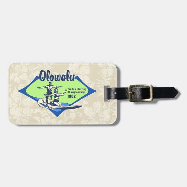 Tandem Surfing Hawaiian Surfboard Lubags Tags (Frente Horizontal)