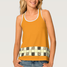 Tangerine Gingham Heart Tank feminino