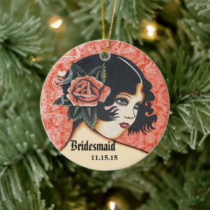 Tangerine Wedding Enfeites de natal Bridesmaid