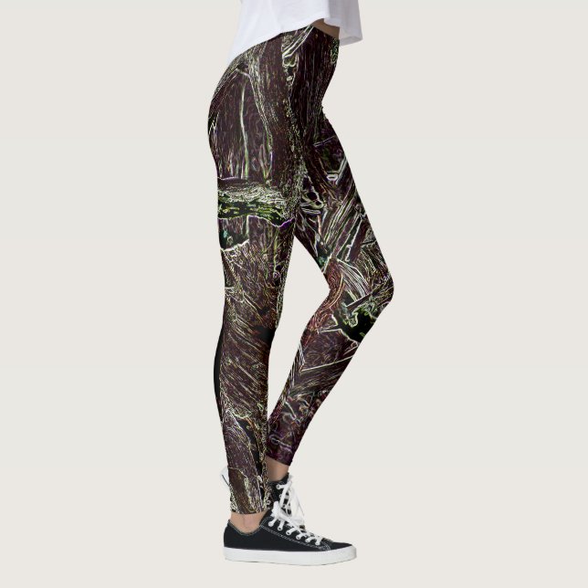 Tangled Branches Abstract 101  Green Leggings (Direita)