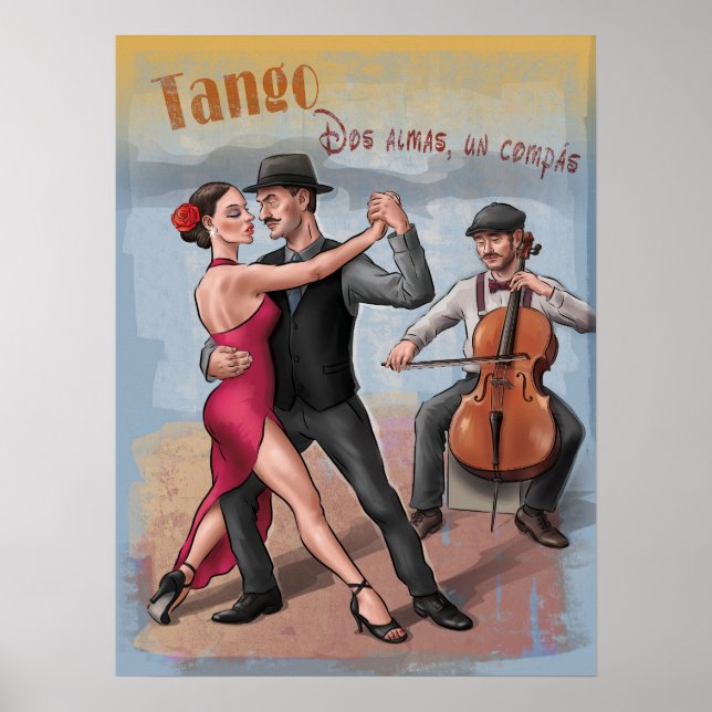 Tango - Dos almas, un compás. Dance Art Poster (Frente)