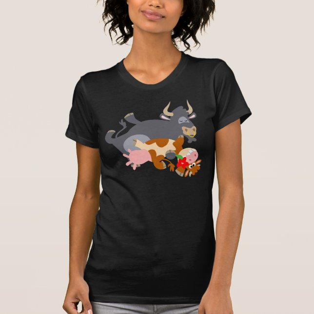 Tango! T-shirt feminina (touro e vaca) (Frente)