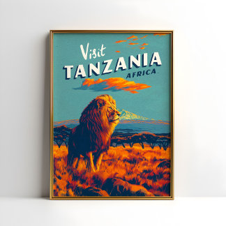 Tanzânia África Viagens vintage Impressão Poster L
