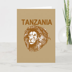 Tanzânia com cartão de saudação de leão