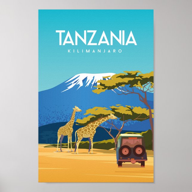 Tanzânia safari áfrica poster de viagens (Frente)