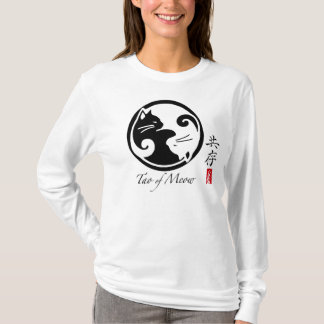 Tao do t-shirt longo encapuçado da Capa do Meow