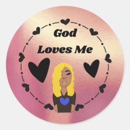 Tão Glam Deus Me Ama Adesivo Redondo Clássico Chiq