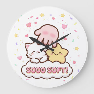 TÃO MACIO! Relógio de Parede Estrela Gato Kawaii p