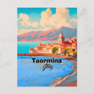 Taormina Itália Cartão Postal de Viagem, Arte de V