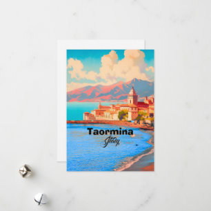 Taormina Itália Cartão Postal de Viagem, Arte de V