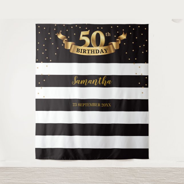 Tapeçaria Banner de Fundo de Cena para Festa de 50 (Frente)