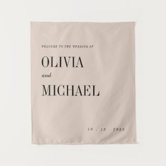 Tapeçaria Beige Boho de Boas-Vindas para Casamento