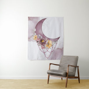 Tapeçaria Boho Aquarela Lua Dreamcatcher