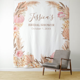 Tapeçaria Boho Pampas Rosa Abóbora Chá de Noiva ba