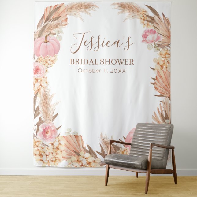 Tapeçaria Boho Pampas Rosa Abóbora Chá de Noiva ba (In Situ)