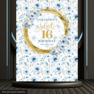 Tapeçaria Brilhante Dourada Azul Pastel Personaliz