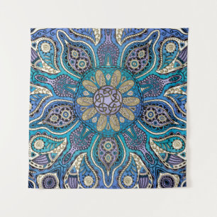 Tapeçaria celta roxa da parede da mandala do verde