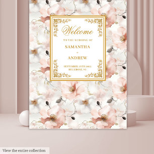 Tapeçaria clássica de casamento floral em rosa emp
