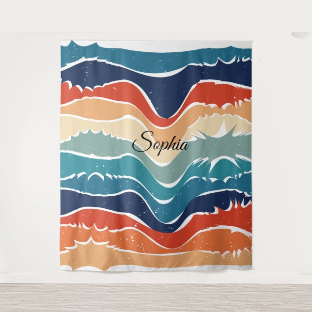 Tapeçaria com Design de Stripes Coloridas Inspirad (Frente)