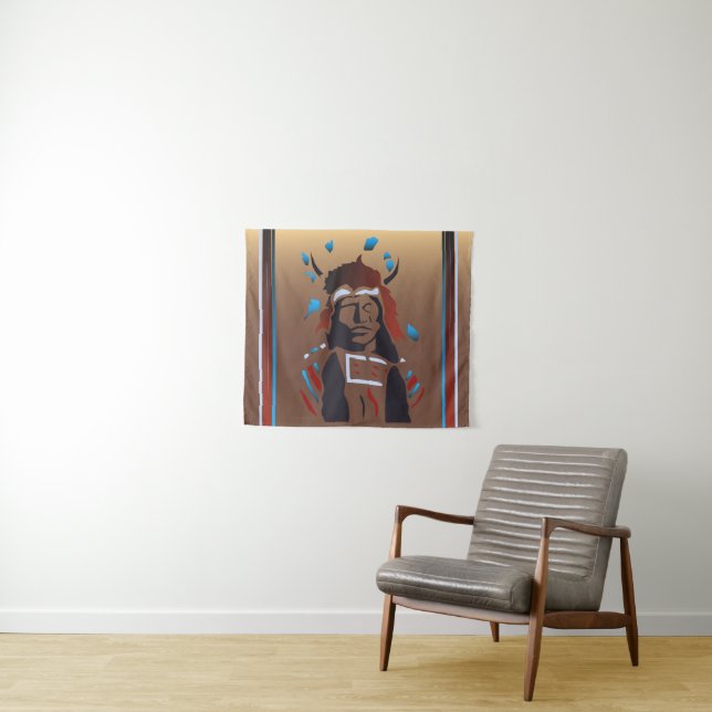 Tapeçaria com Imagem Nativa Americana (In Situ (Horizontal))