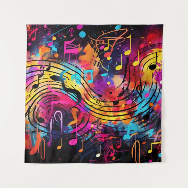 Tapeçaria com Notas Musicais de grafite (Frente)