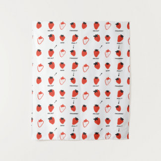 Tapeçaria com Padrão de Morango Fofo para Decoraçã
