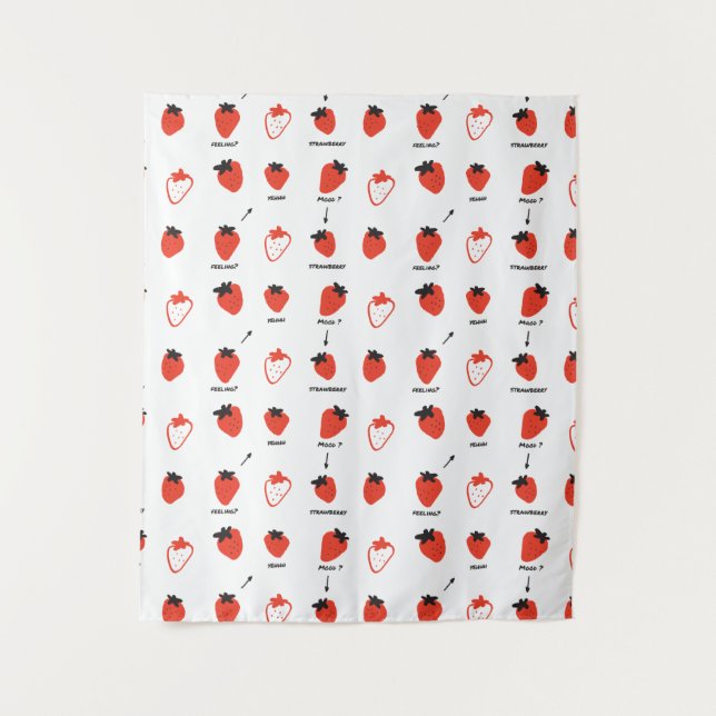 Tapeçaria com Padrão de Morango Fofo para Decoraçã (Frente)