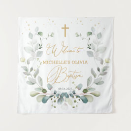 Tapeçaria Cruz de Verdura de Eucalipto para Batiza