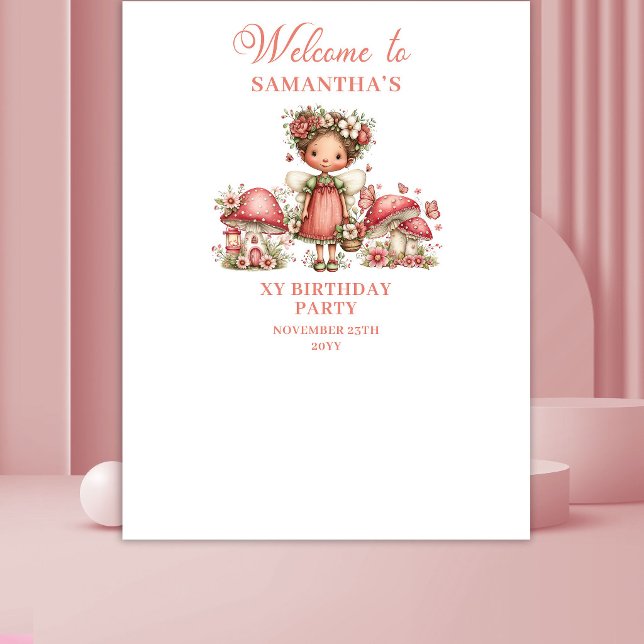 Tapeçaria de Aniversário de 3 Anos de Fada Fofa e  (Whimsical Cute Fairy 3rd Birthday Tapestry)