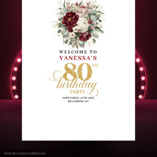 Tapeçaria de Aniversário de 80 Anos Luxo Blush Flo