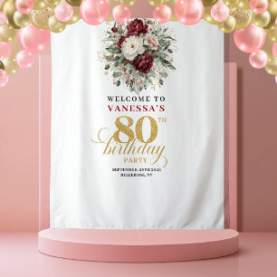 Tapeçaria de Aniversário de 80 Anos Vintage Blush