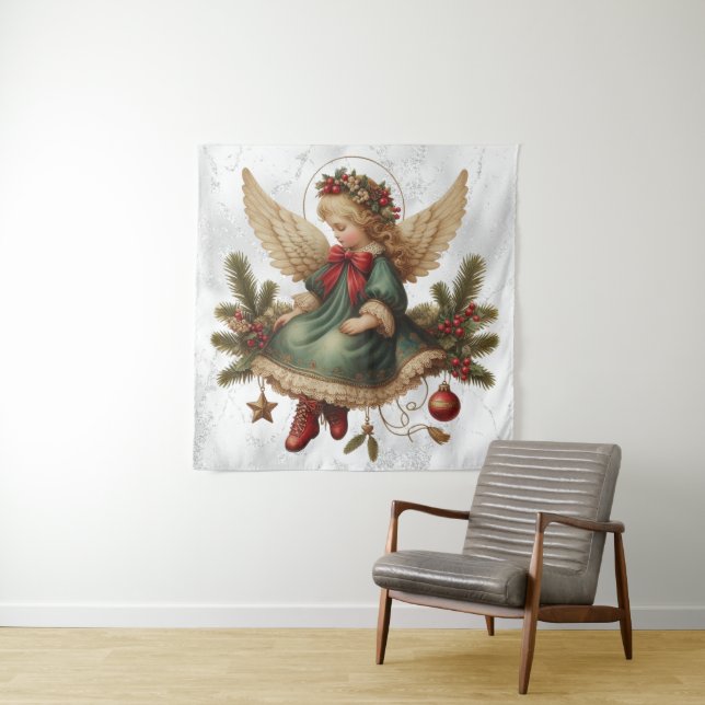 Tapeçaria de Anjo de Natal Vintage (In Situ)
