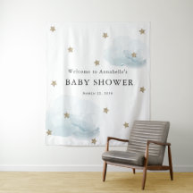 Tapeçaria de Babá Shower com Estrelas Douradas e N