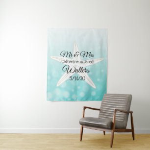 Tapeçaria de Banner de Casamento Personalizado com