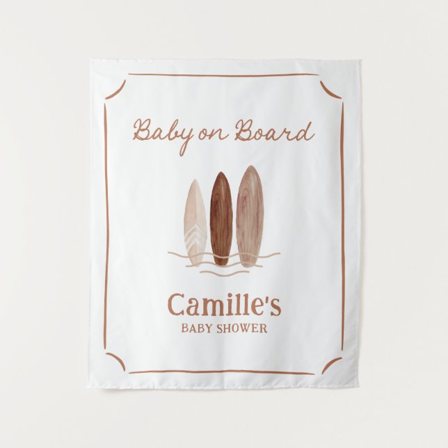 Tapeçaria de Boas-Vindas para Chuvada de Bebê Surf (Frente)