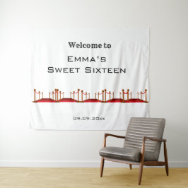 Tapeçaria de Carpete Vermelho Branco de Hollywood 