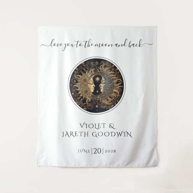 Tapeçaria de casamento do sol e da lua celestiais (Frente)