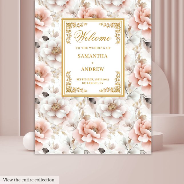 Tapeçaria de casamento em aquarela Tom de Bege Dou (Timeless Blush Gold Watercolor Wedding Tapestry

)