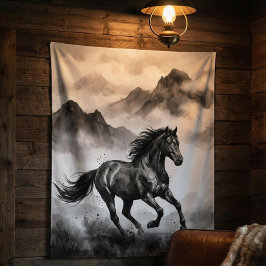 Tapeçaria de Cavalo Selvagem | Arte Mountain Ink