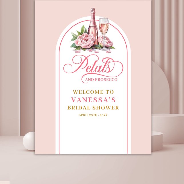 Tapeçaria de chá de bebê de noiva com pétalas chiq (Chic petals and prosecco bridal shower tapestry)