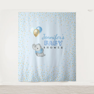 Tapeçaria de Chuveiro de Bebê Elefante Azul