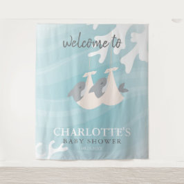 Tapeçaria de Chuveiro de Bebê Gêmeos Bebês Tubarão