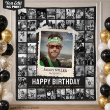 Tapeçaria de Colagem de Fotos Personalizadas, Aniv