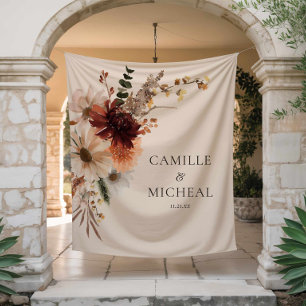 Tapeçaria de Fundo de Casamento Floral Burgundy El