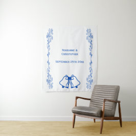 Tapeçaria de Fundo de Casamento Sininhos Azul Safi