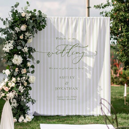 Tapeçaria de Fundo de Casamento Verde Sage Elegant