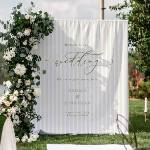 Tapeçaria de Fundo de Casamento Verde Sage Elegant