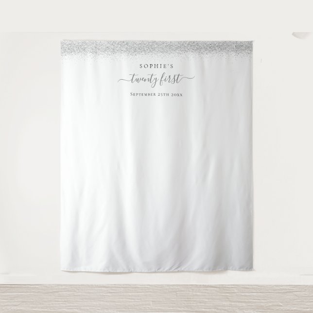 Tapeçaria de Fundo de Glitter Prata para Fotos de  (Frente)