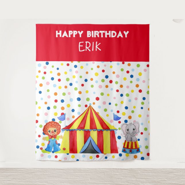 Tapeçaria de Fundo para Fotos de Circo Infantil (Frente)