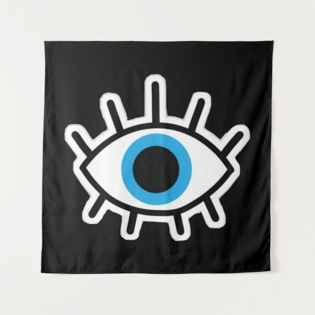 Tapeçaria de Fundo Preto com Desenho de Olho (Frente)